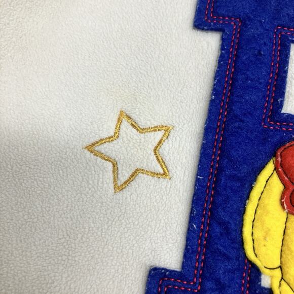 VTG Y2K Disney Winnie Pooh Embroidered Fleece Varsity Sweatshirt Cream Size M - Picture 5 of 11